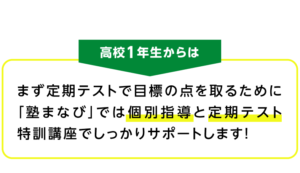 高校1年生からは個別指導と定期テスト特訓口座